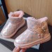 Girls Fashion Plaid Print Butterfly Snow Boots Thickened Fleece Boots