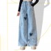 【4Y-12Y】Girls Fashion Heart Shape Embroidered Blue Jeans