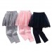 【18M-6Y】Girls Cute Floral Embroidered Lace Skirt Fake Two Piece Leggings