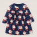 【18M-7Y】Girl Cute Christmas Santa Claus Print Long Sleeve Dress