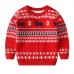 【2Y-8Y】Unisex Christmas Keep Warm Elk Snowflake Jacquard Colorblock Round Neck Sweater