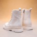 Girls Casual British Style Solid Color Tall Martin Boots