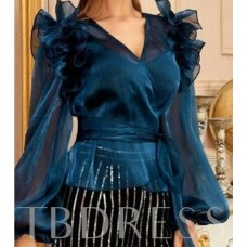 High-end women's long-sleeved chiffon top HE1613-02-02